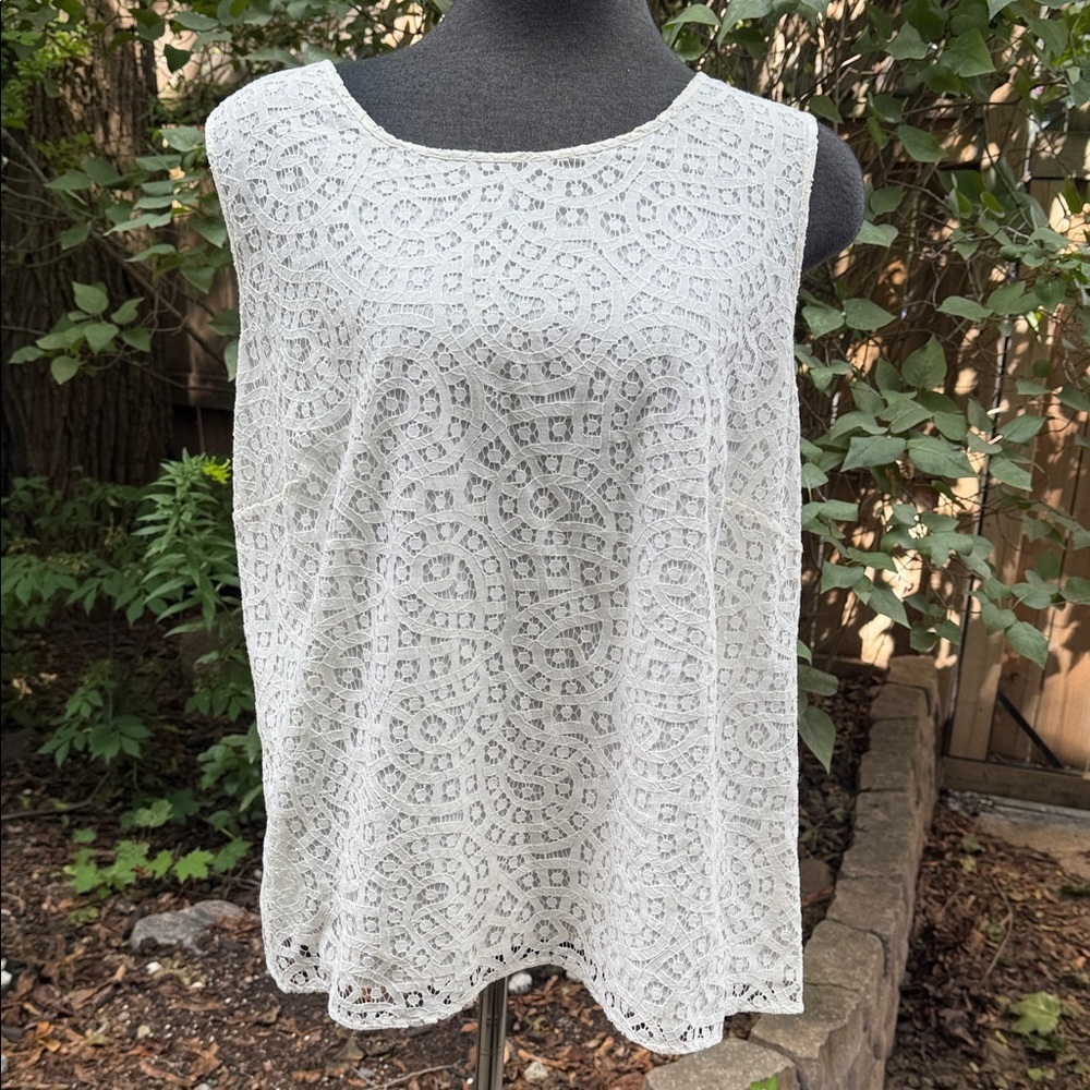Talbots Elegant Cotton Lace Sleeveless Top Cream. Size 16W